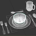 Complete Dinnerware Set With White Bowl Plate Mug Forks Spoons And Knife