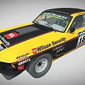 Yellow And Black Race Car With Sponsor Stickers And Classic Racing Design