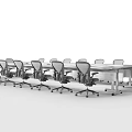 Modern Conference Table With Wheeled Office Chairs In Meeting Room Setup