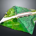 Scenic Stone Arch Bridge Surrounded by Lush Green Vegetation With Adjacent Road