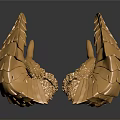 Golden Feather Wing Decorative Ornament With Detailed Design And Metallic Finish