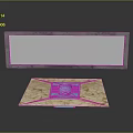 Square Marble Countertop Display Stand With Blue Square Object And Long Panel Above