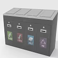 Garbage Sorting Equipment With Four Compartments And Recycling Symbols For Waste Separation