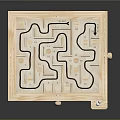 Wooden Maze Puzzle Toy for Kids Interactive Play Equipment with Square Design and Control Knob