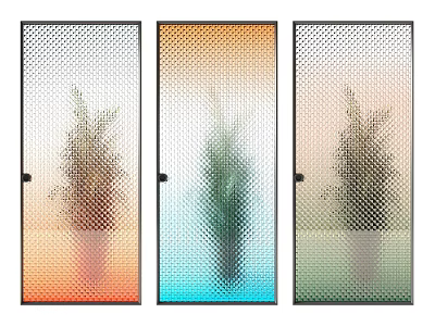 Modern Glass Partition with Perforated Patterns Colorful Gradient and Plant Background Design 3d model