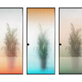 Modern Glass Partition with Perforated Patterns Colorful Gradient and Plant Background Design