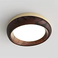 Elegant Modern Round Ceiling Light With Wooden Texture And White Glow 3d model