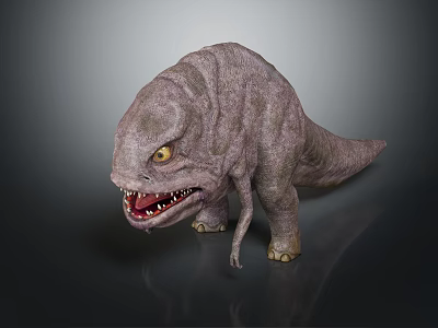Mythical Monster Character With Gray Skin Sharp Teeth Fierce Expression And Yellow Eyes 3d model