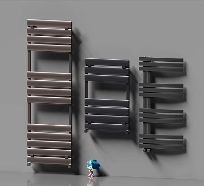 Modern Wall Mounted Bathroom Shelves With Dark Finish And Multiple Styles 3d model