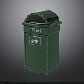 Green Litter Bin With Litter Sign In Outdoor Building Area