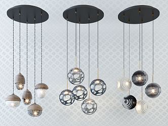 Modern chandelier fashion simple metal chandelier combination 3d model