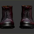 High Top Purple Red Leather Boots With Laces And Black Sole