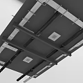 Industrial Ceiling Structure Featuring Metal Joists Installation Brackets And Light Fixture Openings