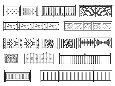 Modern Guardrail Railing Fence Protective Fence Wrought Iron Railing Balcony Guardrail 3d model