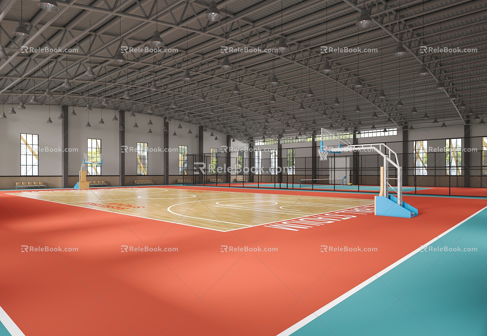 modern basketball court 3d model