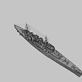 Detailed Historical Naval Warship Model With Turrets And Deck Features