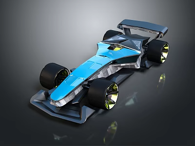 Modern Blue Black Racing Car With Aerodynamic Design Large Wheels And Rear Spoiler 3d model