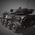 Modern Wheeled Military Tank with Camouflage Paint Six Wheels Cannon and Top Equipment