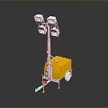 Portable Mobile Lighting Tower With Yellow Base And Four Light Panels 3d model