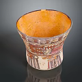 Traditional Handcrafted Ceramic Cup With Orange Interior And Colorful Geometric Patterns