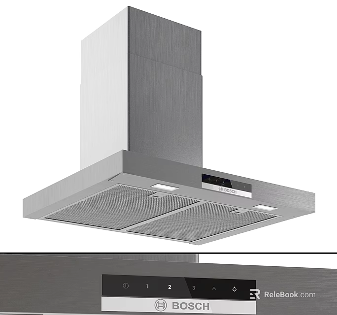 Modern Stainless Steel Range Hood With Control Panel And Lighting For Kitchen Cooking 3d model