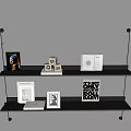 Italian-style Iron Bookshelf Nordic Metal Bookshelf Storage Rack Book Ornaments One-word Board Luminous Wall-hanging Bookshelf Partition 3d model