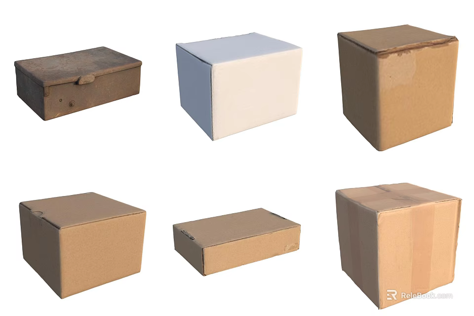 Various Cardboard Boxes In Different Sizes Shapes And Conditions For Storage 3d model