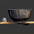 Traditional Japanese Miso Soup With Tofu Vegetables In Blue White Bowl On Black Tray
