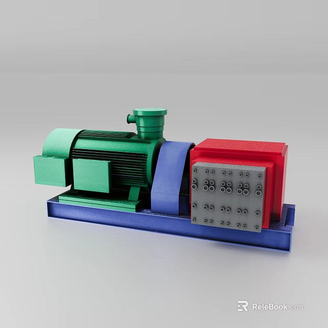 Colorful Industrial Equipment With Green Motor Red Control Box And Blue Base 3d model 