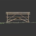 Wooden Outdoor Table With Attached Benches In Gravel Surface And Grass Edge Setting