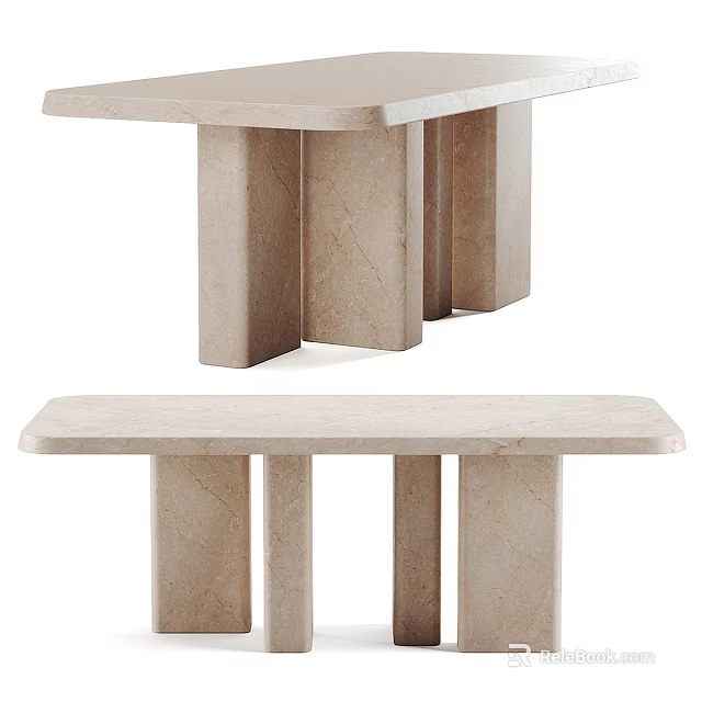 Minimalist Modern Marble Dining Table Design With Sleek Leg Structure And Home Decor Appeal 3d model 