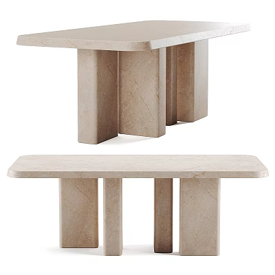 Minimalist Modern Marble Dining Table Design With Sleek Leg Structure And Home Decor Appeal 3d model