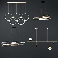 Modern Chandeliers Featuring Circular Linear Designs And Metal Frames For Interior Spaces 3d model