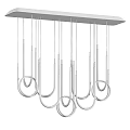 Modern Pendant Light Design With Multiple White Circular Tubes And Gold Accents