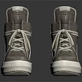 Modern Gray High Top Leather Shoes With Light Colored Laces And White Sole
