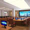 Professional Security Monitoring Room Interior With Multiple Screens Control Panels And Comfortable Workstations