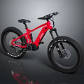 Red Electric Fat Tire Mountain Bike With Suspension Fork And Black Wheels