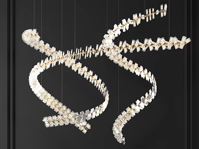 Modern Spiral Design Crystal Chandelier With Numerous Small Hanging Crystals 3d model