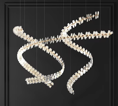 Modern Spiral Design Crystal Chandelier With Numerous Small Hanging Crystals 3d model
