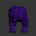 Purple Mythical Beast with Horns Sharp Fangs and Dynamic Muscular Aggressive Pose