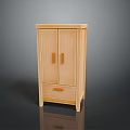 Wooden Cabinet With Double Doors Single Drawer Light Wood Finish And Metal Handles