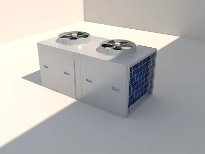 White Air Conditioner Fan With Dual Fans And Ventilation Grid For Efficient Cooling 3d model