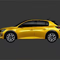 Yellow Modern Compact Car With Black Roof Sleek Design And Black Wheels