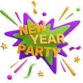 Vibrant New Year Party Decorations With Colorful Stars Streamers And Confetti