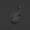 Detailed Mechanical Engine Model With Fan Cylinder And Fuel Tank Components