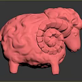 Pink Sheep Sculpture With Spiral Horns And Rounded Modern Design Decorative Figurine