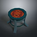 Round Decorative Table With Green Frame Lava Texture And Four Legs