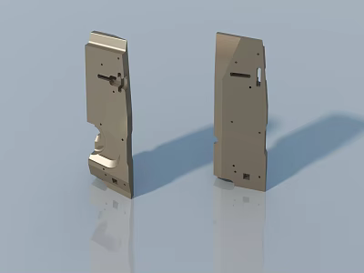 Beige Swing Door Components With Structural Design And Hardware Details 3d model