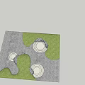 Garden Ornament Design With Gray Paving Green Lawn And Circular Features