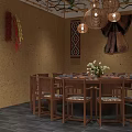 Restaurant Interior Layout With Dining Tables Seating And Open Dining Space 3d model